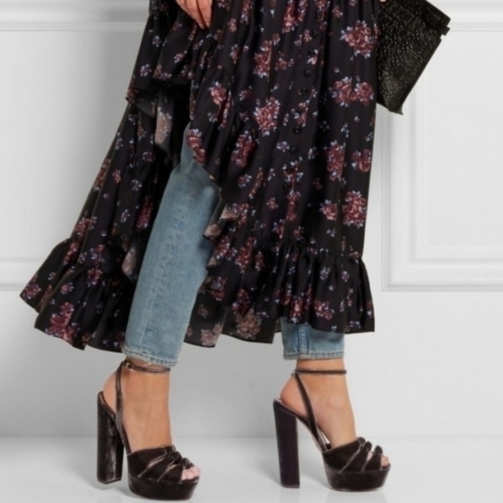 AQUAZZURA MIRA PLATFORM VELVET‎ SANDALS 8 - Picture 13 of 13